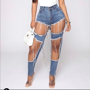 Fashion Nova Mid-rise Rhinestone Jeans